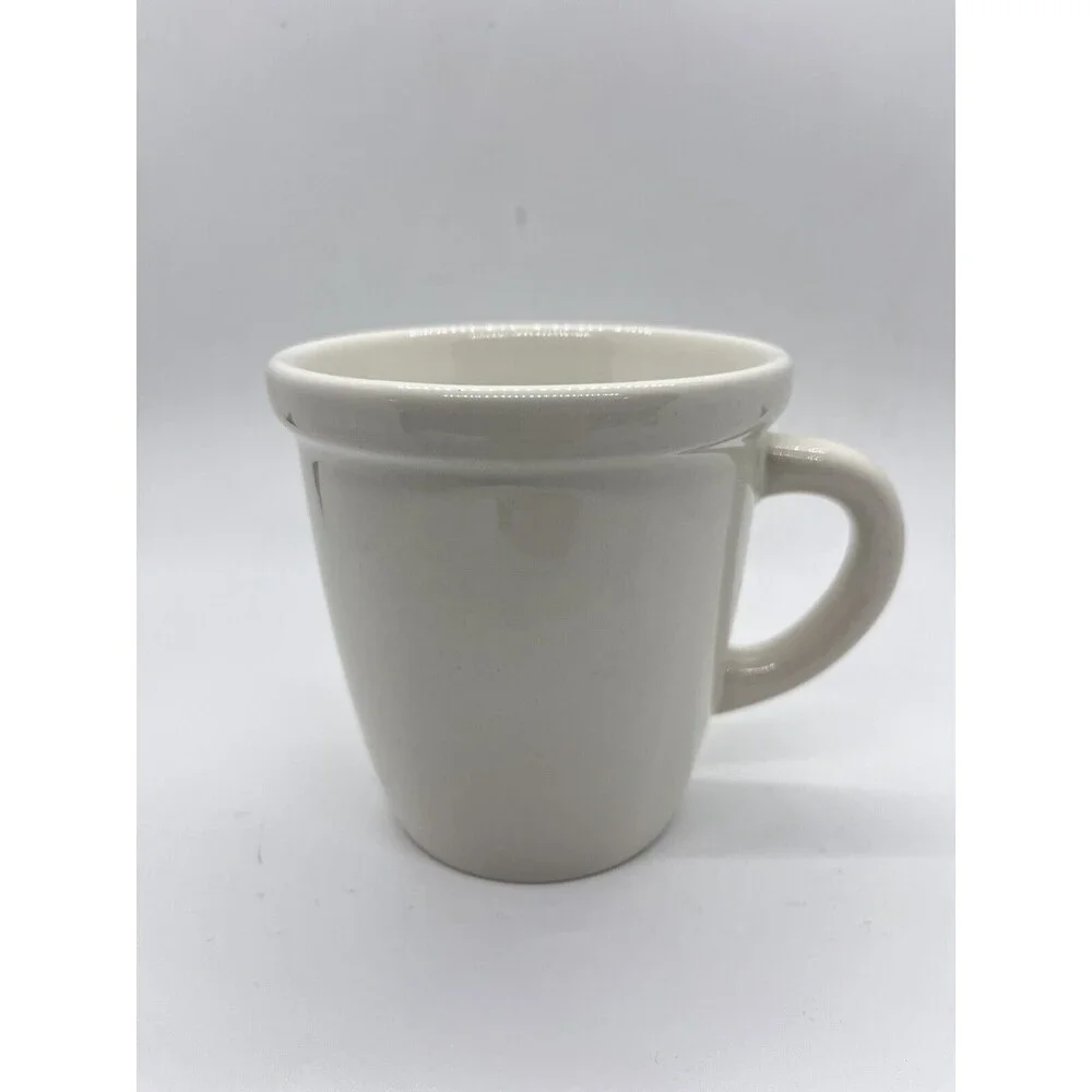 Crate & Barrel White Coffee Mug Tea Cup with Handle and Rim